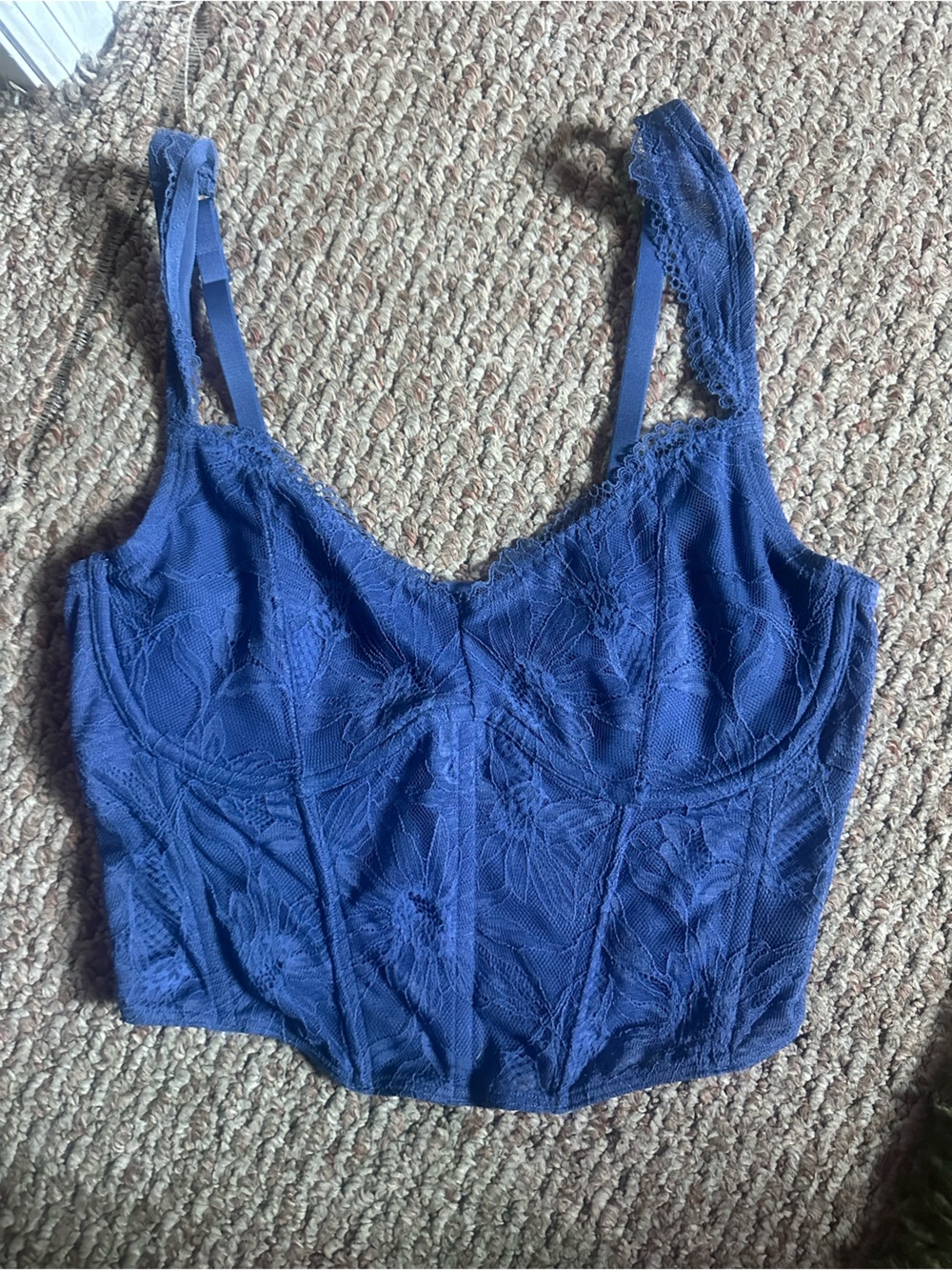 Gilly Hicks Royal Blue Lace Bustier Top